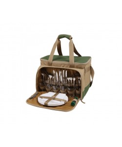 Сумка-холодильник «Арктика» 4100-6, с набором посуды на 6 человек (зеленый)