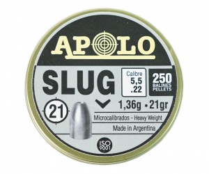Пули полнотелые Apolo Slug 5,5 мм, 1,36 г (250 штук)