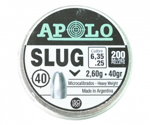Пули полнотелые Apolo Slug 6,35 мм, 2,6 г (200 штук)