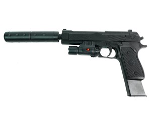 Игрушечный пистолет Shantou 100000174 (пластик, 6 мм, ЛЦУ, глушитель)