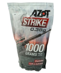 Шары для страйкбола Azot Strike 0,38 г, 2600 штук (1 кг, белые)
