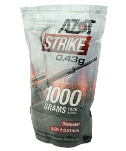 Шары для страйкбола Azot Strike 0,43 г, 2300 штук (1 кг, белые)