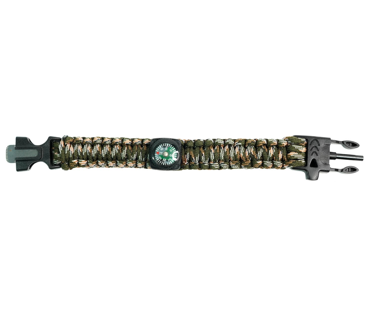 Браслет из паракорда (компас, кресало и свисток на защелке) AS-SL0012 Green Camo