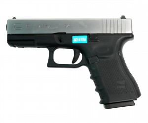 Страйкбольный пистолет WE Glock-19 Gen.4 Silver, сменные накладки (WE-G003B-SV)