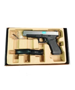 Страйкбольный пистолет WE Glock-34 Gen.4 Silver, сменные накладки (WE-G008B-SV)