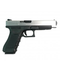 Страйкбольный пистолет WE Glock-34 Gen.4 Silver, сменные накладки (WE-G008B-SV)