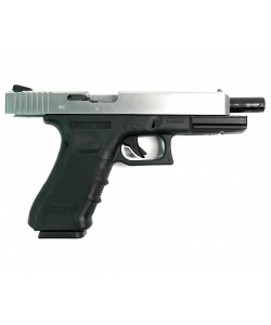 Страйкбольный пистолет WE Glock-34 Gen.4 Silver, сменные накладки (WE-G008B-SV)