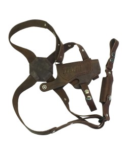 Кобура оперативная для ПМ, X-образная с обоймой (нат. кожа) темно-коричневая