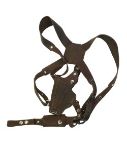 Кобура оперативная для ПМ, X-образная с обоймой (нат. кожа) темно-коричневая