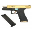 Страйкбольный пистолет WE Glock-17 G-Force Titanium Gold, черная рамка, золот. затвор - фото № 3