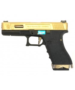 Страйкбольный пистолет WE Glock-17 G-Force Titanium Gold, черная рамка, золот. затвор
