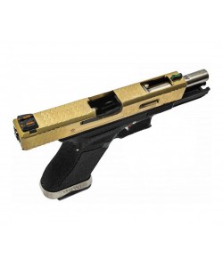 Страйкбольный пистолет WE Glock-17 G-Force Titanium Gold, черная рамка, золот. затвор