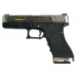Страйкбольный пистолет WE Glock-17 G-Force, черная рамка, серебр. затвор, золот. ствол - фото № 1