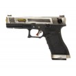 Страйкбольный пистолет WE Glock-18 G-Force, черная рамка, серебр. затвор, золот. ствол - фото № 1