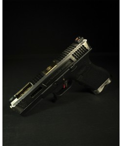 Страйкбольный пистолет WE Glock-34 G-Force Titanium Gold, черная рамка, золот. затвор