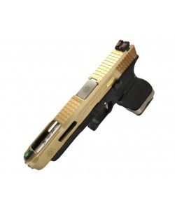 Страйкбольный пистолет WE Glock-34 G-Force Titanium Gold, черная рамка, золот. затвор