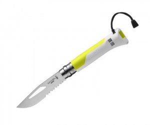 Нож складной Opinel Specialists Outdoor №08, 8,5 см, рукоять пластик, свисток, белый/желтый