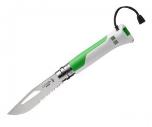 Нож складной Opinel Specialists Outdoor №08, 8,5 см, рукоять пластик, свисток, белый/зеленый