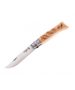 Нож складной Opinel Tradition Alpine Adventures №08, 8,5 см, нерж. сталь, рукоять дуб, skiing