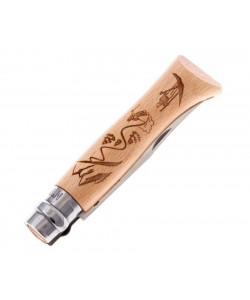 Нож складной Opinel Tradition Alpine Adventures №08, 8,5 см, нерж. сталь, рукоять дуб, skiing