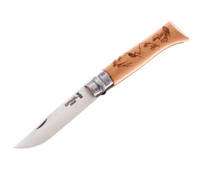 Нож складной Opinel Tradition Alpine Adventures №08, 8,5 см, нерж. сталь, рукоять дуб, hiking