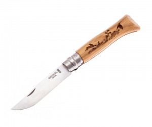 Нож складной Opinel Tradition Animalia №08, 8,5 см, рукоять дуб, новый рис. заяц