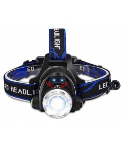 Фонарь налобный RealArm T33, 2 батареи (белый+синий свет) черный