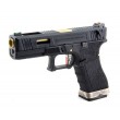 Страйкбольный пистолет WE Glock-18 G-Force, черная рамка и затвор, золот. ствол - фото № 1