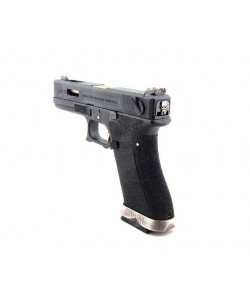 Страйкбольный пистолет WE Glock-18 G-Force, черная рамка и затвор, золот. ствол