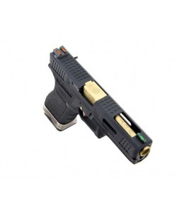 Страйкбольный пистолет WE Glock-18 G-Force, черная рамка и затвор, золот. ствол
