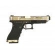Страйкбольный пистолет WE Glock-34 G-Force, черная рамка, серебр. затвор, золот. ствол - фото № 2