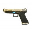 Страйкбольный пистолет WE Glock-34 G-Force, черная рамка, серебр. затвор, золот. ствол - фото № 1
