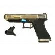 Страйкбольный пистолет WE Glock-34 G-Force, черная рамка, серебр. затвор, золот. ствол - фото № 3