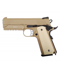 Страйкбольный пистолет WE Colt M1911A1 Desert Warrior 4.3 Rail Tan (WE-E011-TN)