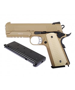 Страйкбольный пистолет WE Colt M1911A1 Desert Warrior 4.3 Rail Tan (WE-E011-TN)