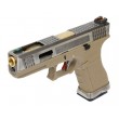 Страйкбольный пистолет WE Glock-17 G-Force, Tan рамка, серебр. затвор, золот. ствол - фото № 3
