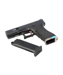 Страйкбольный пистолет WE Glock-17 G-Force, черная рамка и затвор, серебр. ствол