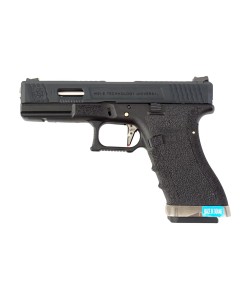 Страйкбольный пистолет WE Glock-17 G-Force, черная рамка и затвор, серебр. ствол
