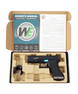 Страйкбольный пистолет WE Glock-17 G-Force, черная рамка и затвор, серебр. ствол
