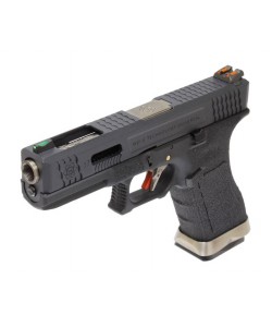 Страйкбольный пистолет WE Glock-17 G-Force, черная рамка и затвор, серебр. ствол