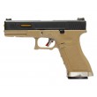 Страйкбольный пистолет WE Glock-17 G-Force, Tan рамка, черный затвор, золот. ствол - фото № 1
