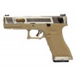 Страйкбольный пистолет WE Glock-18 G-Force, Tan рамка, серебр. затвор, золот. ствол - фото № 1