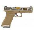 Страйкбольный пистолет WE Glock-18 G-Force, Tan рамка, серебр. затвор, золот. ствол - фото № 2