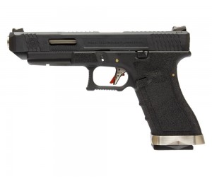 Страйкбольный пистолет WE Glock-34 G-Force, черная рамка и затвор, серебр. ствол