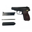 Страйкбольный пистолет WE Makarov 654K Black, с глушителем, коричневая рукоять - фото № 1