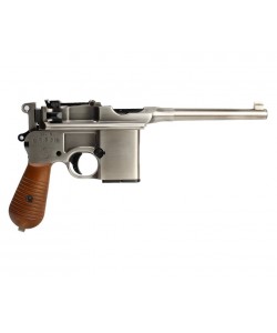 Страйкбольный пистолет WE Mauser 712 Silver, кобура-приклад, короткий магазин