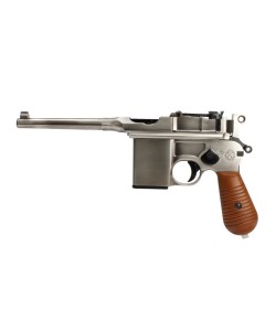 Страйкбольный пистолет WE Mauser 712 Silver, кобура-приклад, короткий магазин