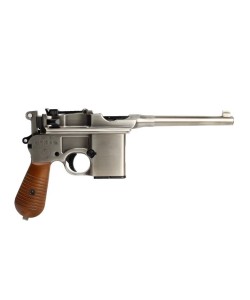 Страйкбольный пистолет WE Mauser 712 Silver, кобура-приклад, короткий магазин
