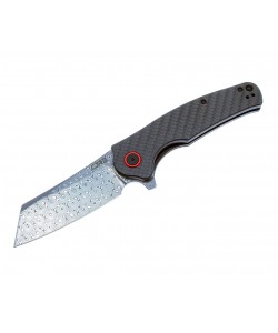 Нож складной CJRB Cutlery Crag 8,7 см, сталь Дамаск, рукоять Carbon