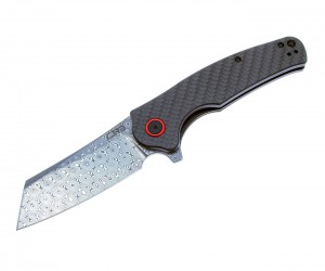 Нож складной CJRB Cutlery Crag 8,7 см, сталь Дамаск, рукоять Carbon